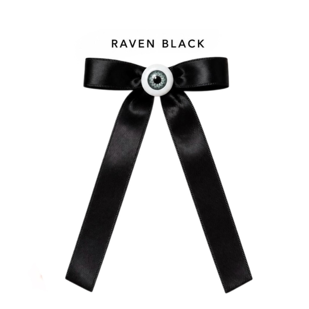 Bow Eyeball Clip – 5/8” Ribbon - Raven Black